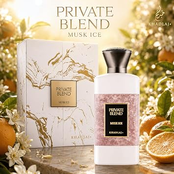 Khadlaj Private Blend Musk Ice Citrus, Fruity, Floral, Musky Extrait de Parfum Long-Lasting Fragrance for Everyone, 3.4 Ounce / 100 ml