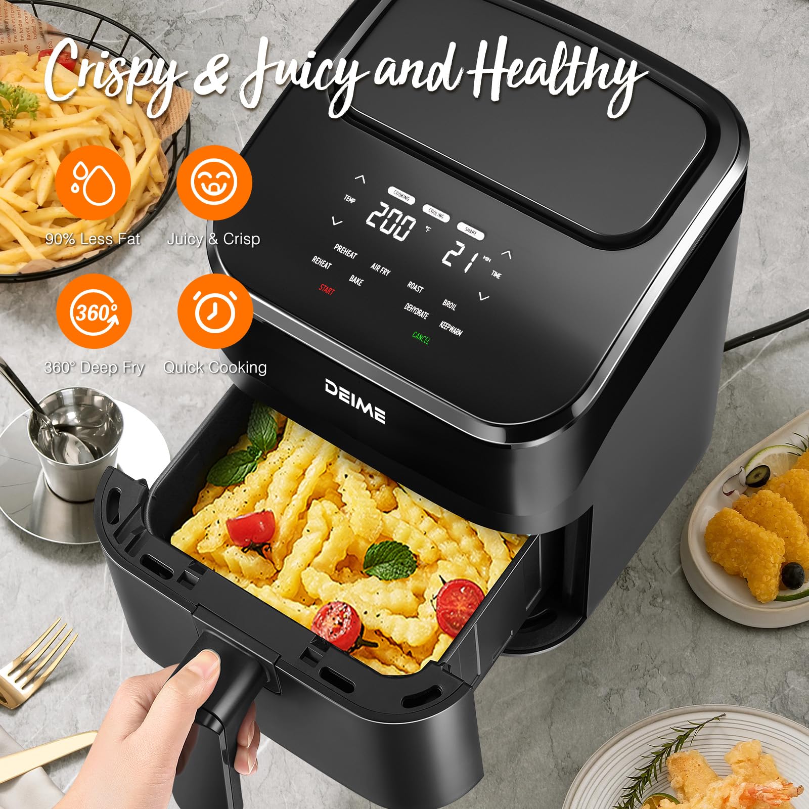 Amazon.com: DEIME Air Fryer 4.5 Qt, Small Airfryer Digital Space