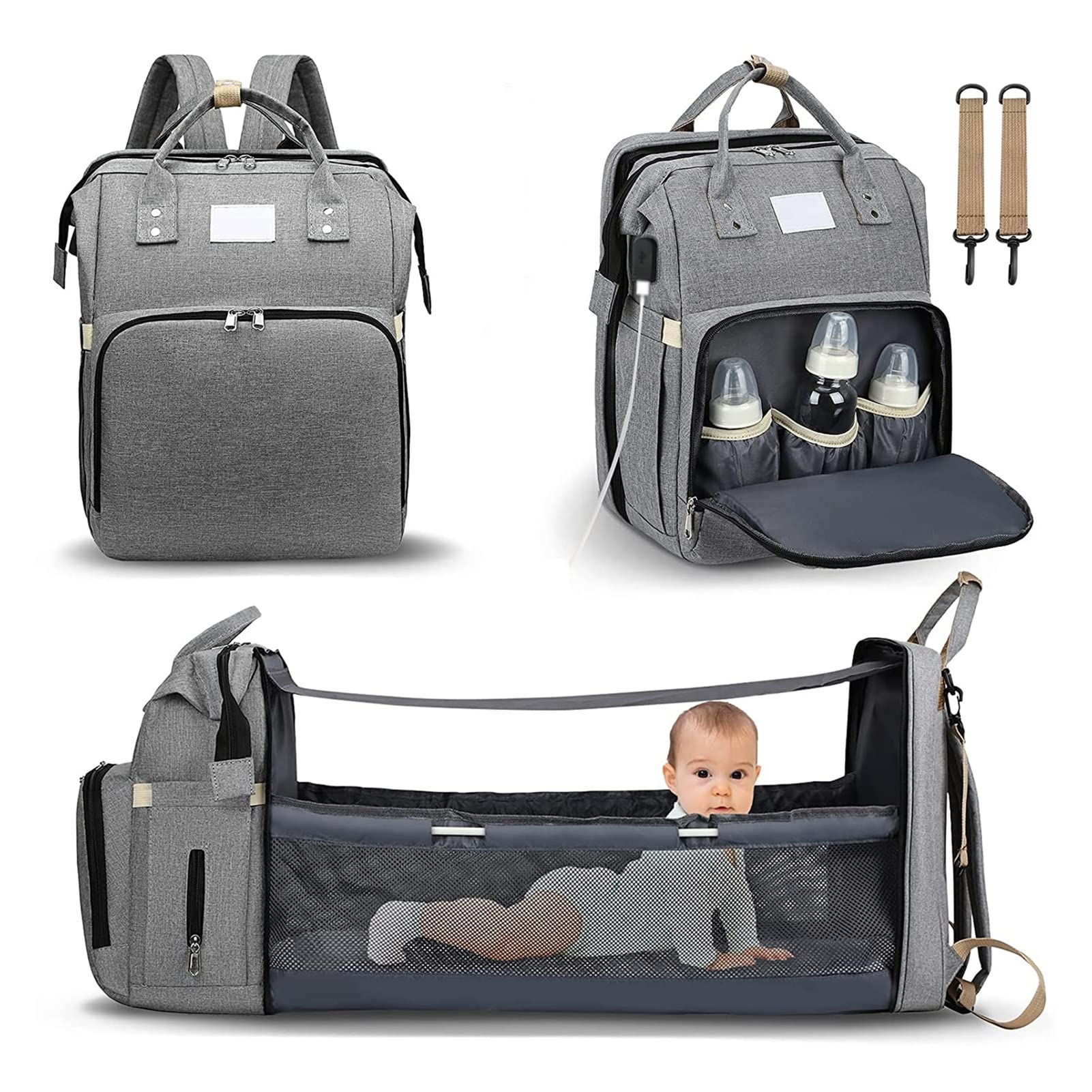 Wickeltasche, tragbar, Bett, Reise, Stubenwagen, faltbar, Schattenstoff, Wickeltaschen, Wickelstation, Wickelunterlage, wasserdicht, einfach zu organisieren mit Platz für das Nötig