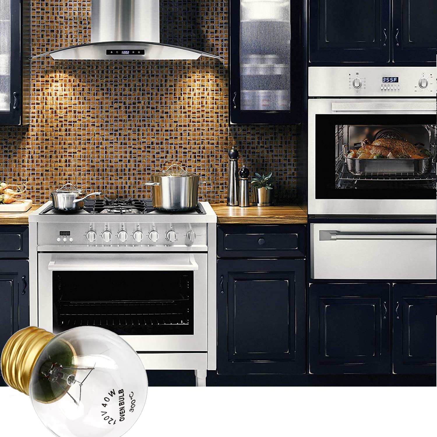 40W High Temp Oven Light Bulbs - 4 Pack G45/E26 120V Appliance Bulbs For Oven, Microwave, Refrigerator