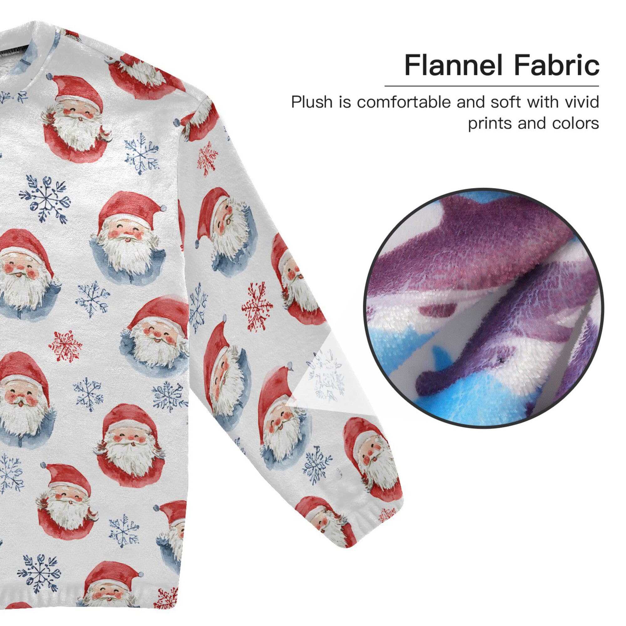 ALAZA Conjunto de pijama de forro polar para mujer, diseño de Navidad, manga larga, ropa de dormir de dos piezas, ropa de dormir térmica, pijama súper suave, talla S