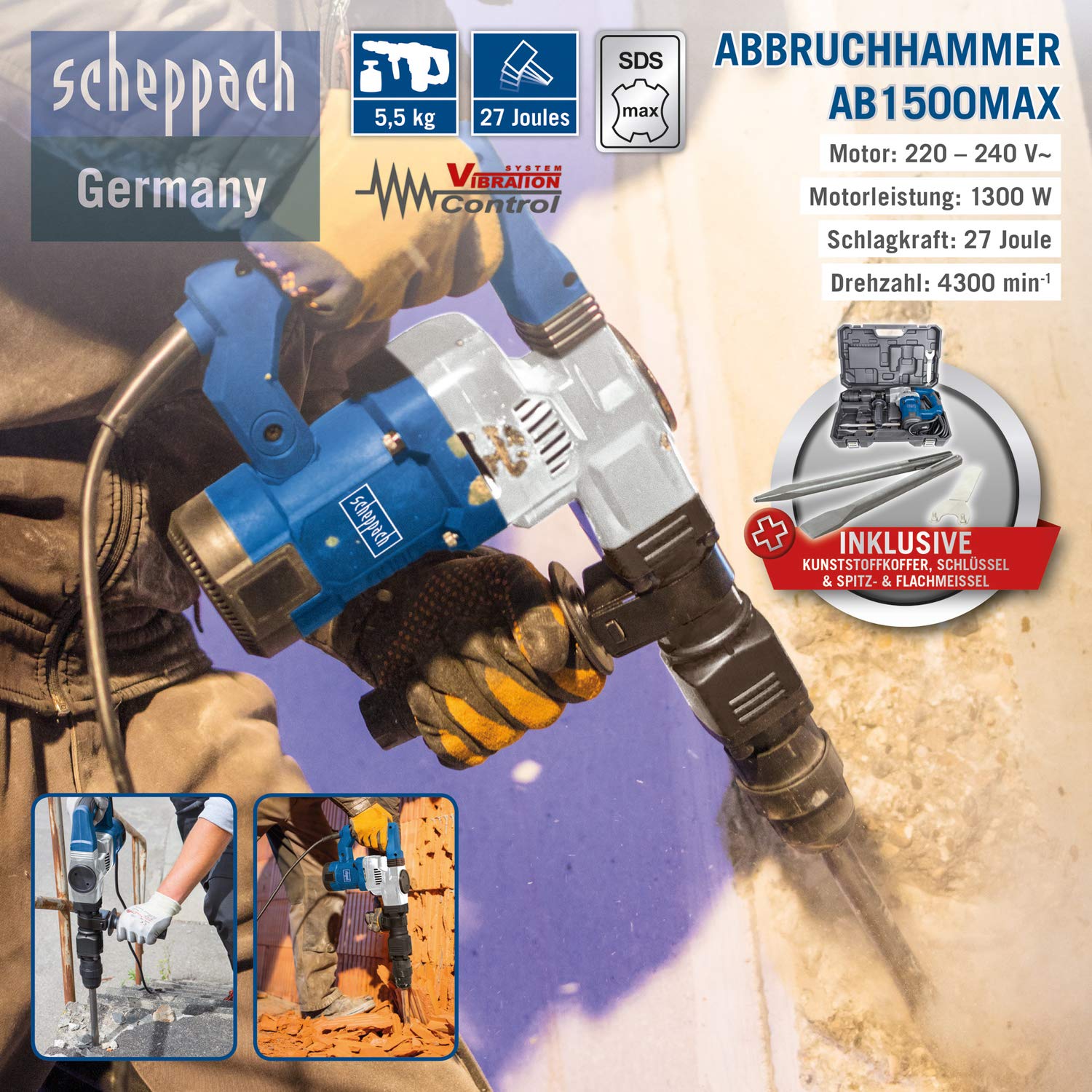 Scheppach Martillo de demolición AB1500MAX