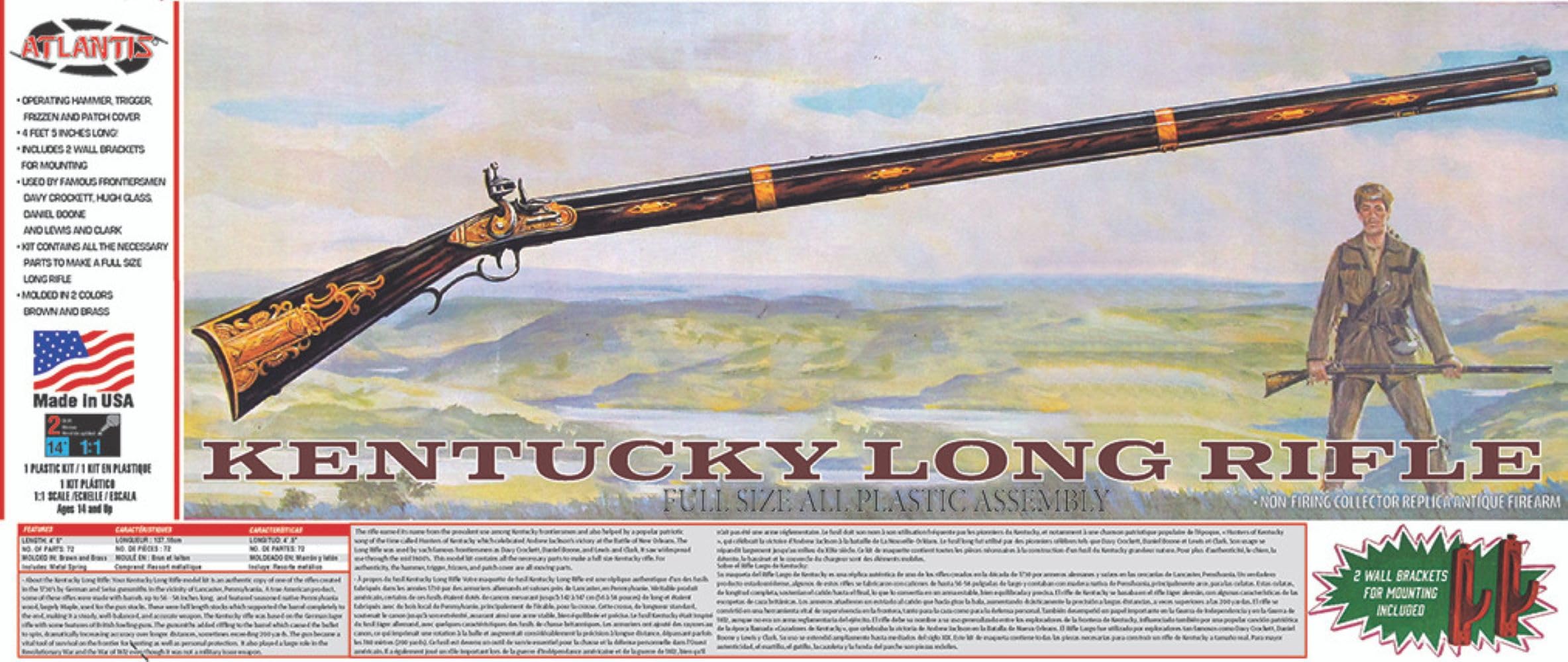 Atlantis Models P195 1:1 Kentucky Long Rifle American Bozleloader Plastic Model Kit