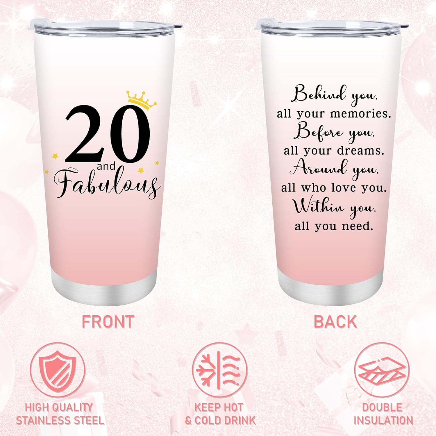 Sitsink 20th Birthday Gifts for Women - 2006 Vintage Limited Edition Gift Set for Girls Turning 20, Includes Tote Bag, Makeup Bag, Tumbler & Card, Birthday Present for Sister Daughter Best Friend