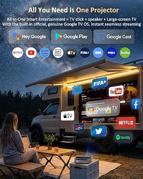 4K Google TV Projector with 2300 ANSI Brightness, Daylight Home Cinema