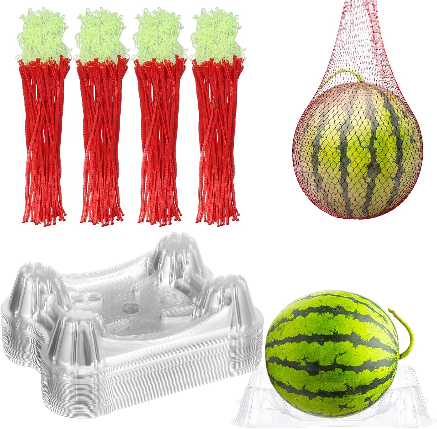 100 Pcs Plastic Melon Cradle Melon Nets Hammock Set,Thickened Watermelon Holder for Trellis Watermelon Support Stand Melon Hammocks Hanging Bags Keep Watermelon Off of The Ground,Holds up to 7-12 Lbs
