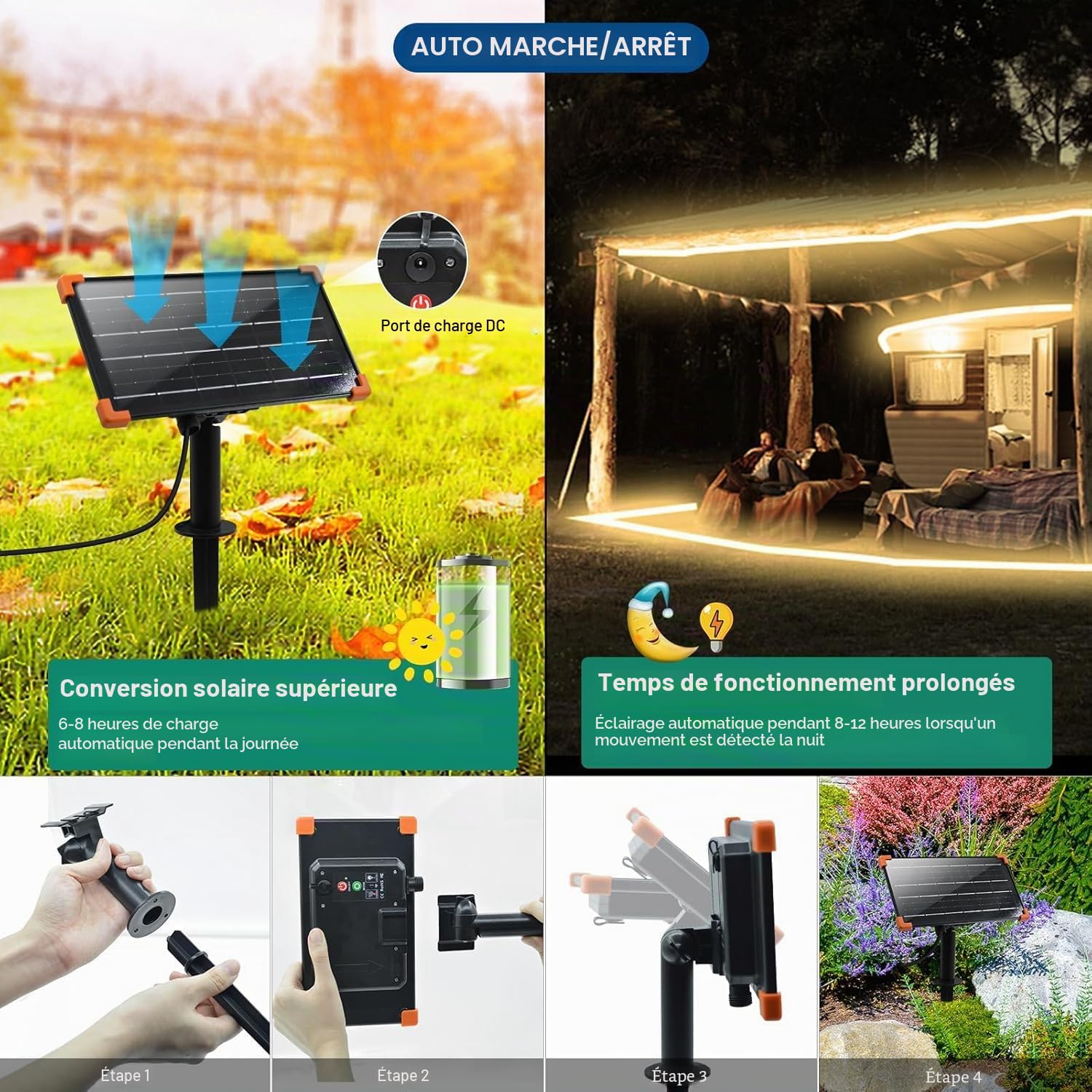 DBFAIRY 15M Ruban LED Solaire Extérieur, 540 LEDs Bande LED IP68 Étanche, Bande LED solaire avec Télécommande, Minuterie, pour Jardin, Terrasse, Balcon (Blanc Chaud)