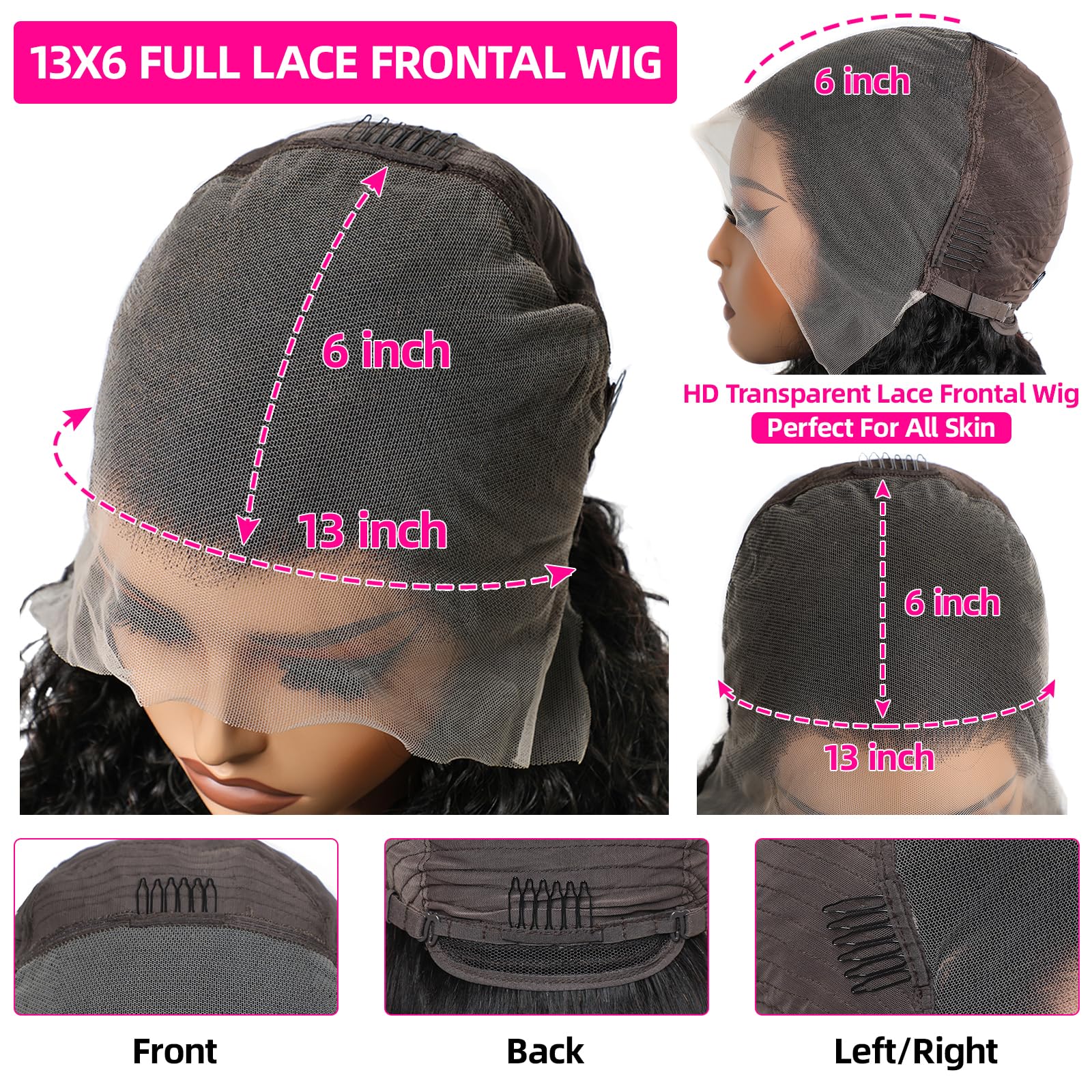 13x6 Full Lace Frontal Wig Brazilian Human Hair Glueless 20 Inch GLOWNINA 13x6 Straight Lace Front Human Hair Wig 26 | 180  main image 4
