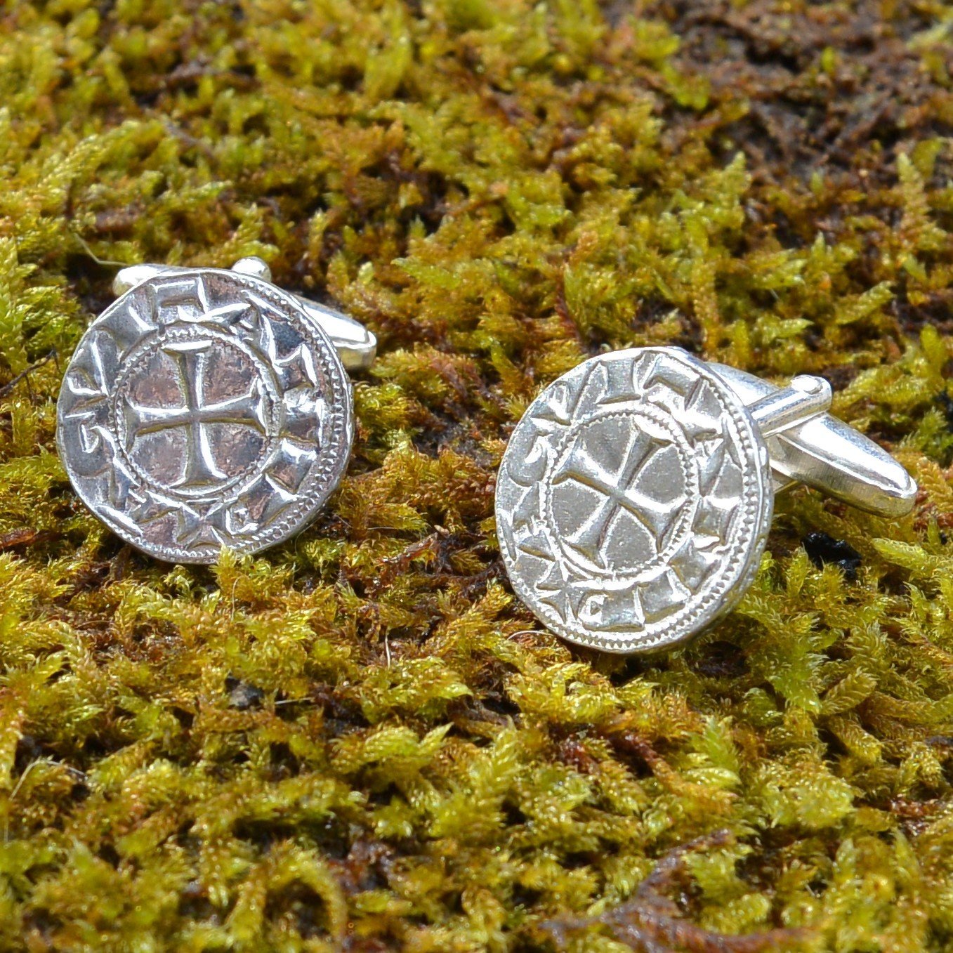 Boutons de Manchette Templiers - Fait à la Main en Etain - Fabrication Française