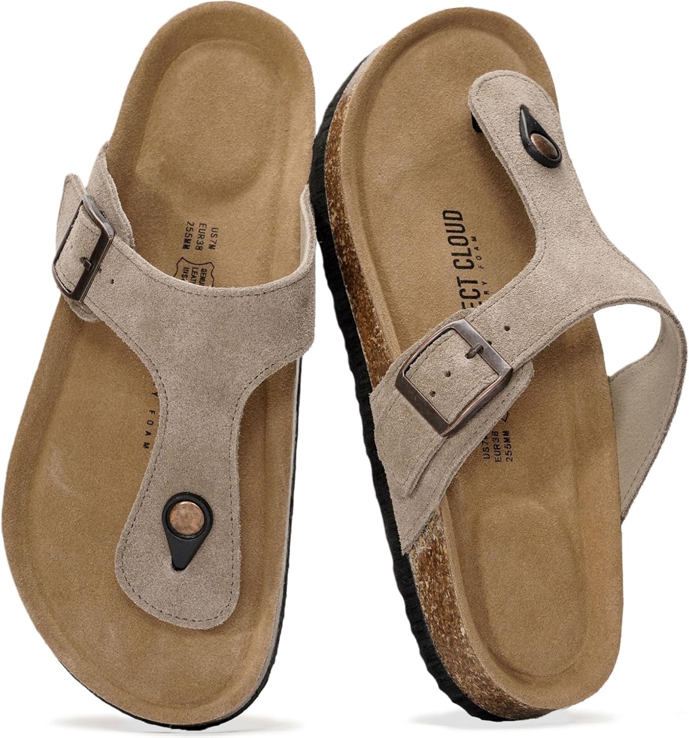Project Cloud 100% Genuine Leather Thong Sandals Women Footwear - Memory Foam Insole Womens Sandals - Non-Slip Womens Flip Flops - Lightweight Sandals for Women 2026
