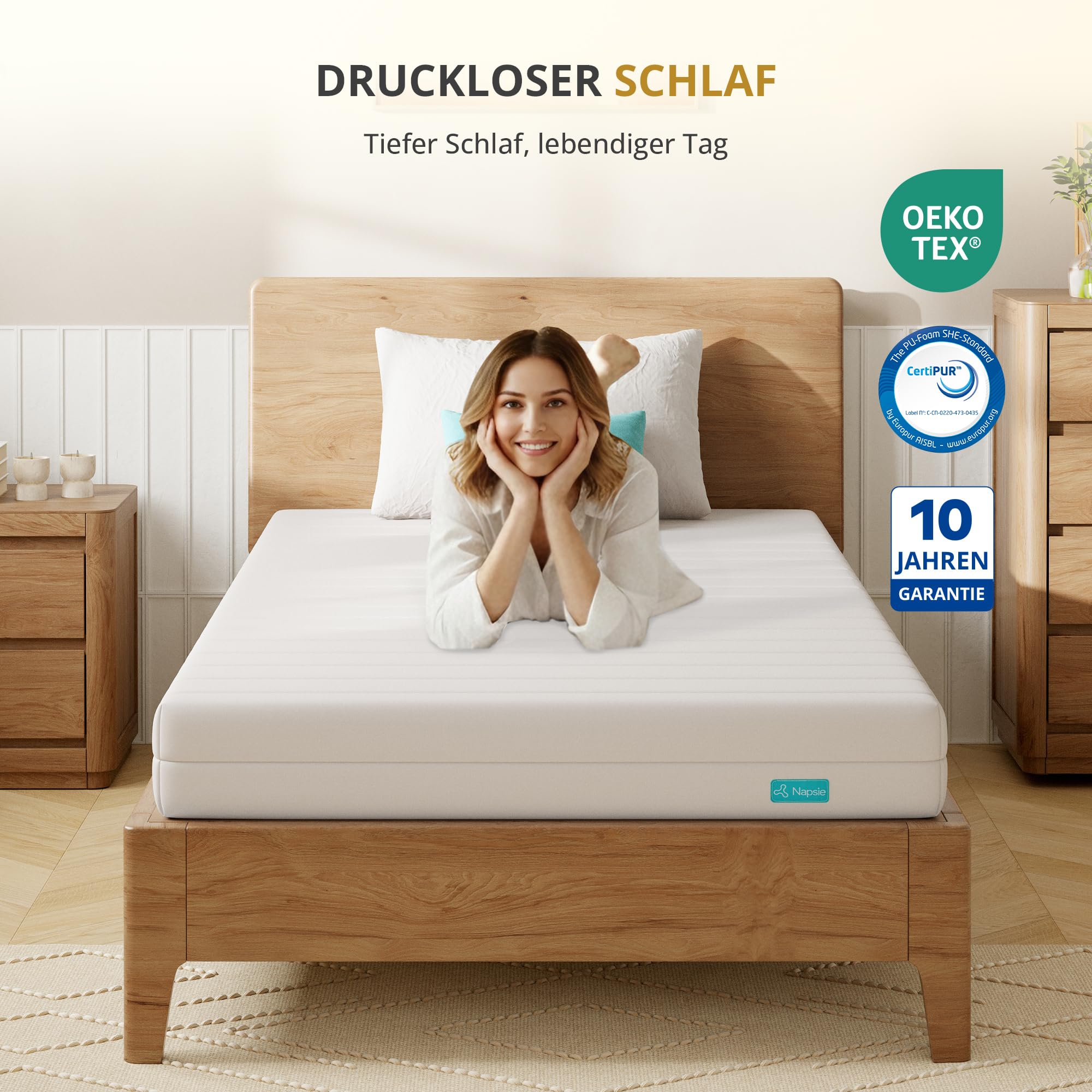 7-Zonen Matratze 90x200 cm | H3 Mittelfest | Ergonomische Kaltschaummatratze | Hypoallergen & Antibakteriell | Bezug abnehmbar & waschbar | Oeko-TEX® (12cm, 90 x 200 cm)