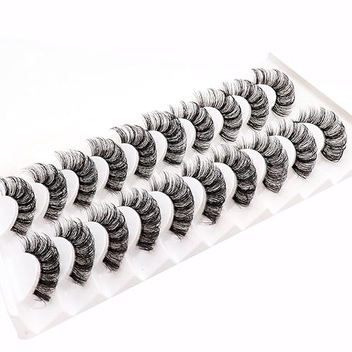 Miniatura 5 de Veleasha Pestañas rusas con banda transparente que parecen extensiones de pestañas rizadas D, paquete de 10 pares (DT07)