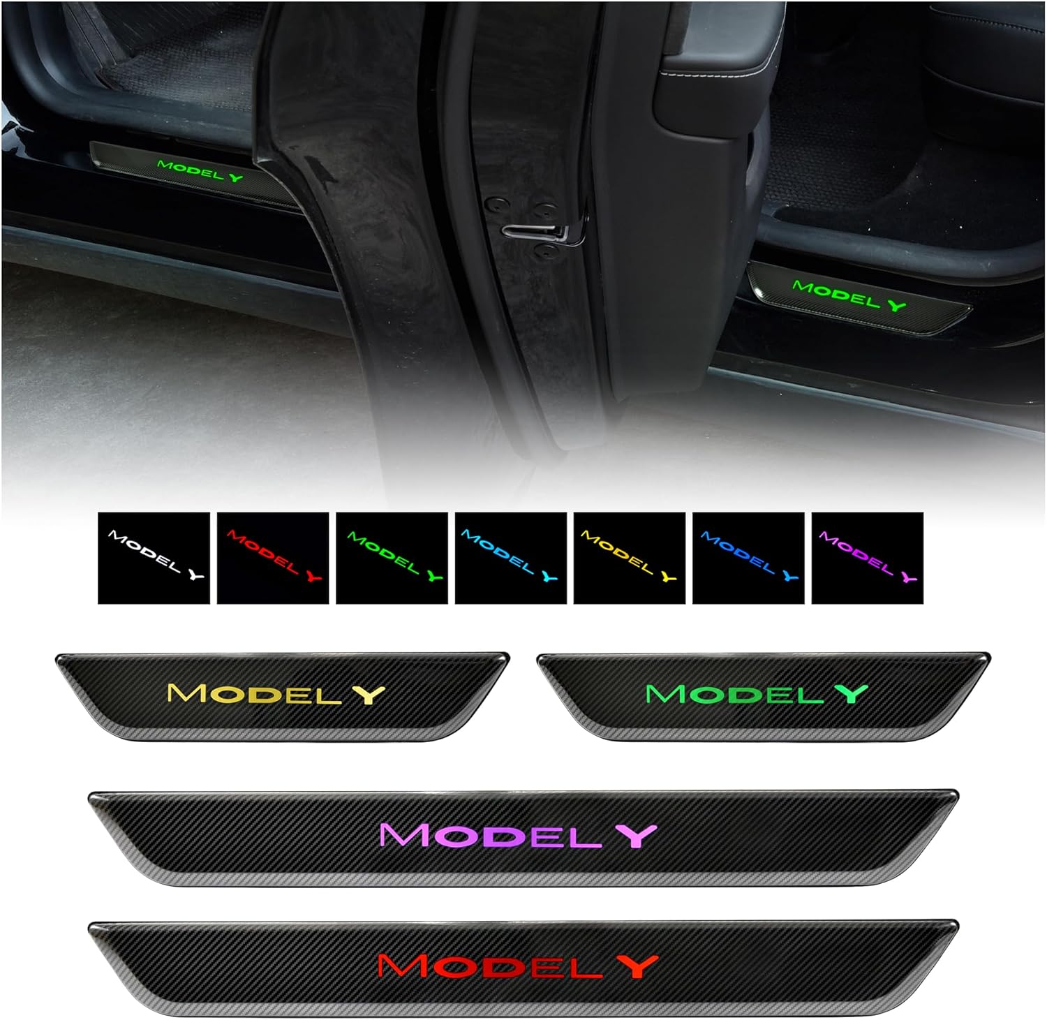Door Sill Protector for 2020-2024 Tesla Model Y Accessories, 4PCS image 2