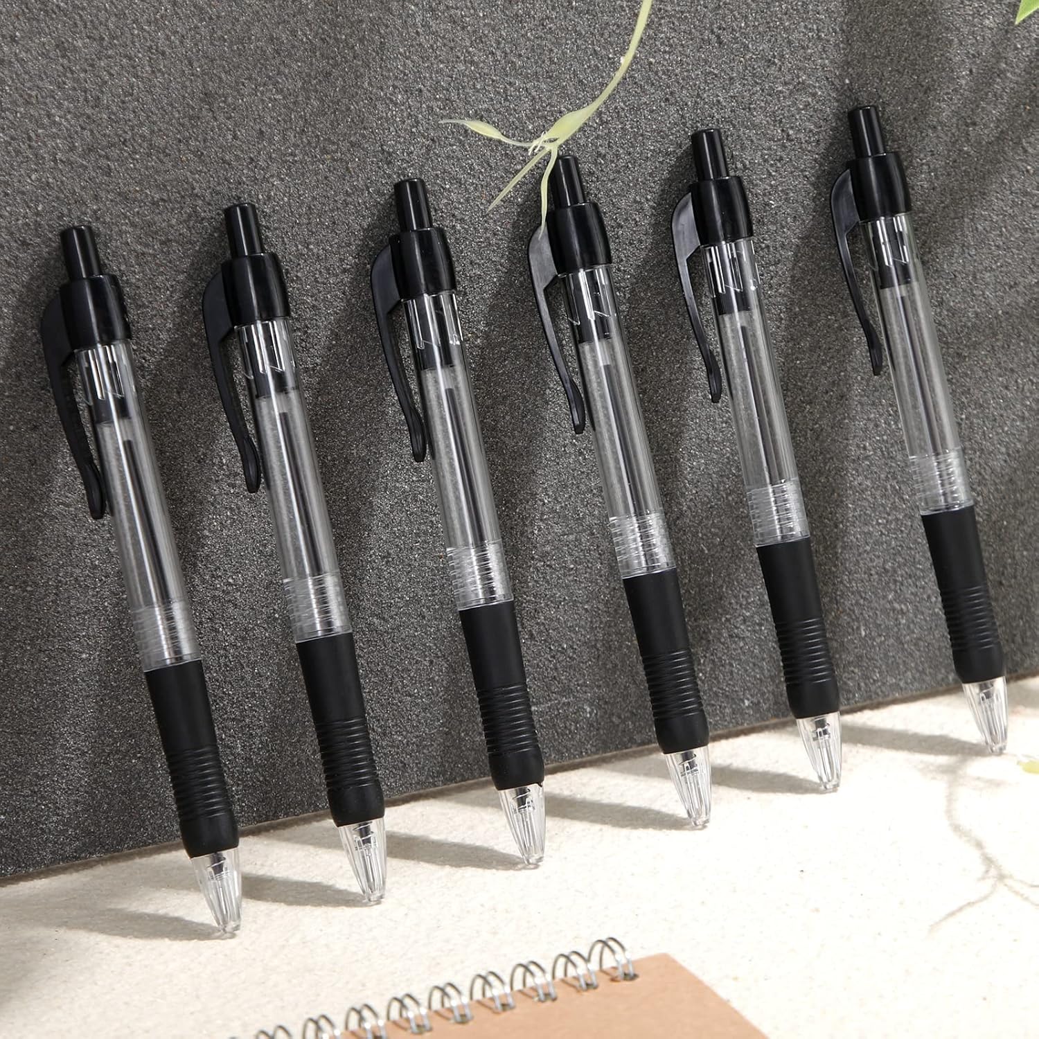 Fainne 200 Pack Retractable Ballpoint Pen 1.0 mm Medium Point Refillable Smooth Click Writing Pens With Grip for Work Journal Writing Office School Supplies(Black Ink)