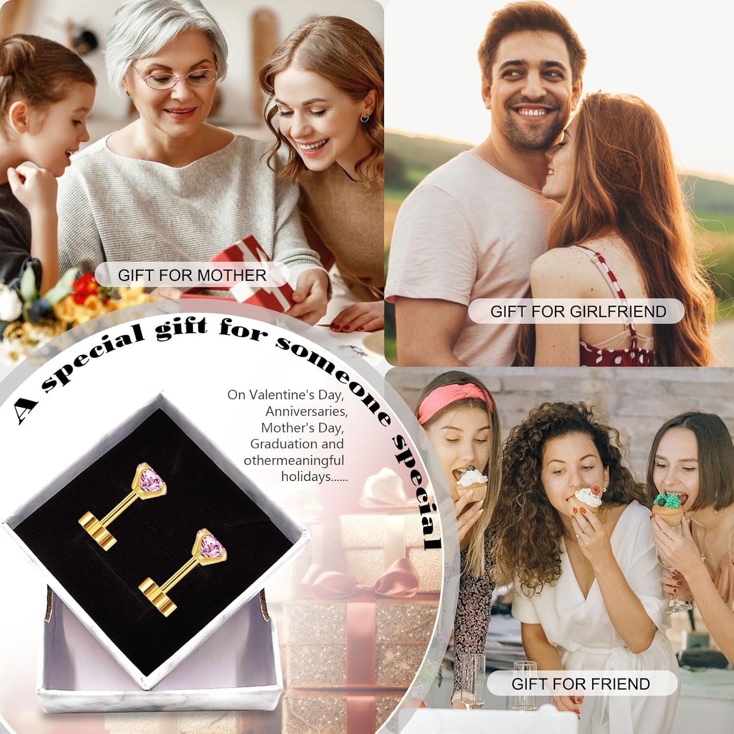 Small Gold Stud Flat Back Earrings for Women Girls, 14k Gold Plated Cubic Zirconia Screw Back Tiny Earrings, Hypoallergenic Flatback Dainty Cartilage Earring Jewelry Gifts for Teen Men - Image 7