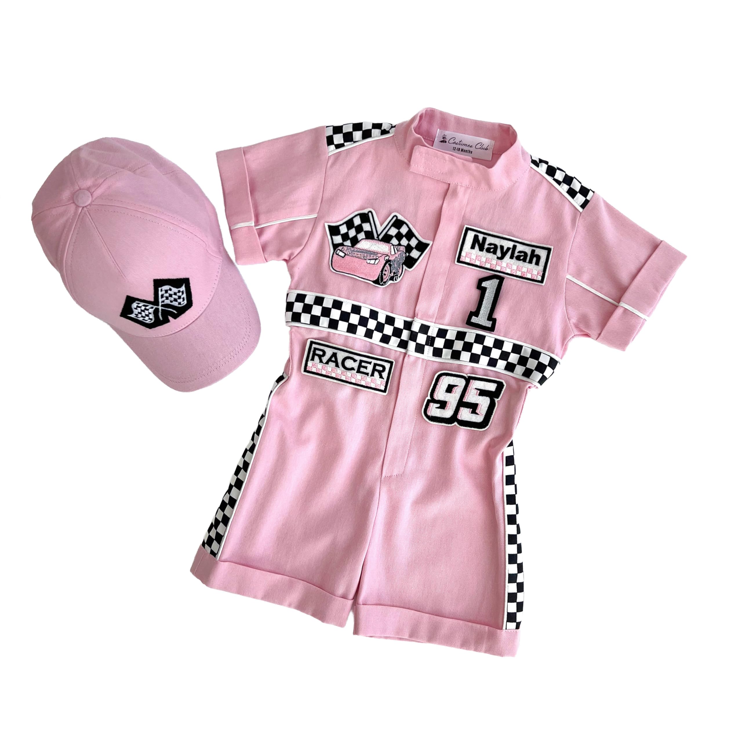 Costumes Club Personalized Handmade Race Car Driver Costume for Toddlers (3T, Pure Pink) — image 1