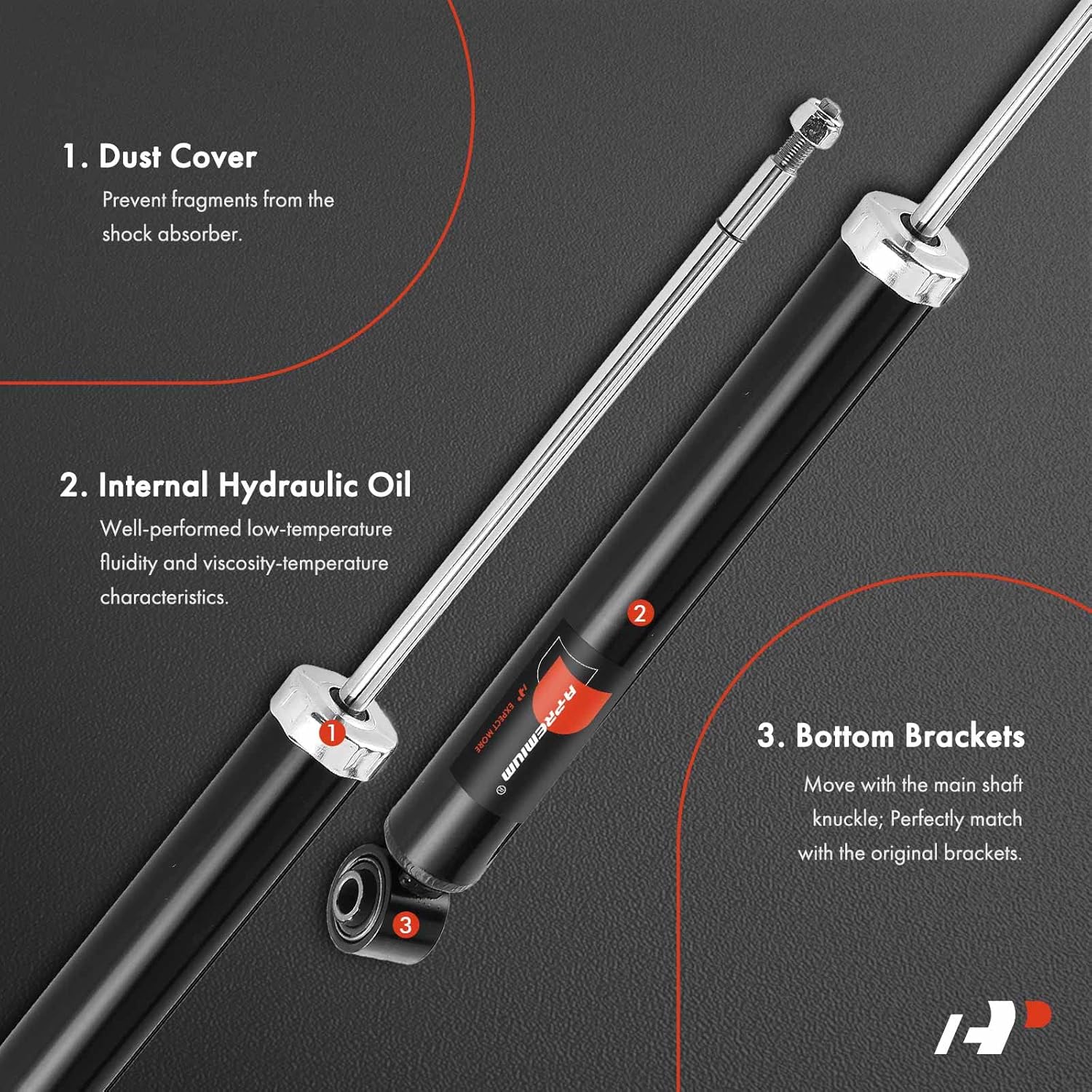 A-Premium Rear Shock Absorber Compatible with Buick Encore 2013-2022 & Chevrolet Trax 2013-2022, Driver and Passenger Side