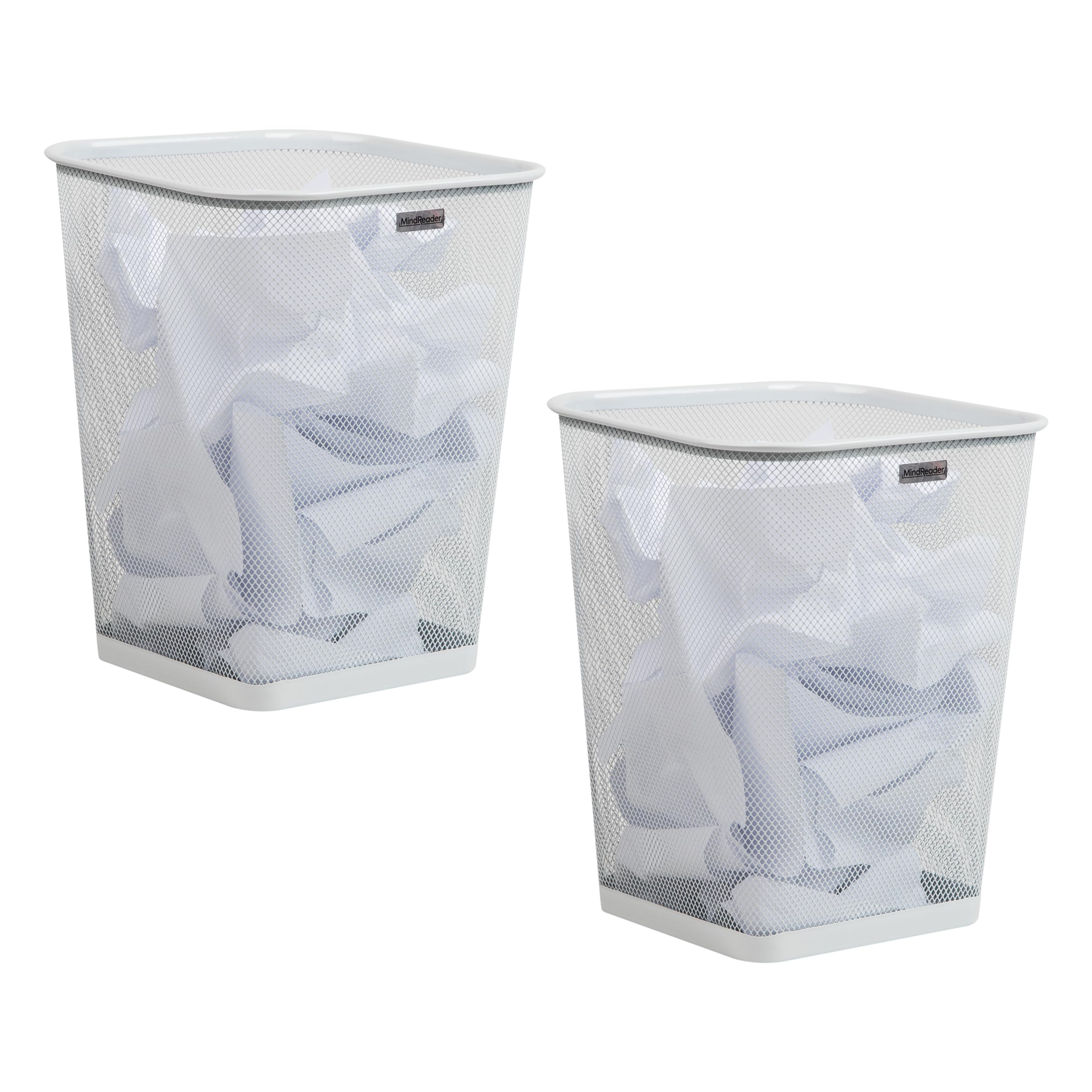Mind Reader Mesh Trash Can Square Wastebasket for Office or Home 5 Gallon Capacity Metal Mesh Set of