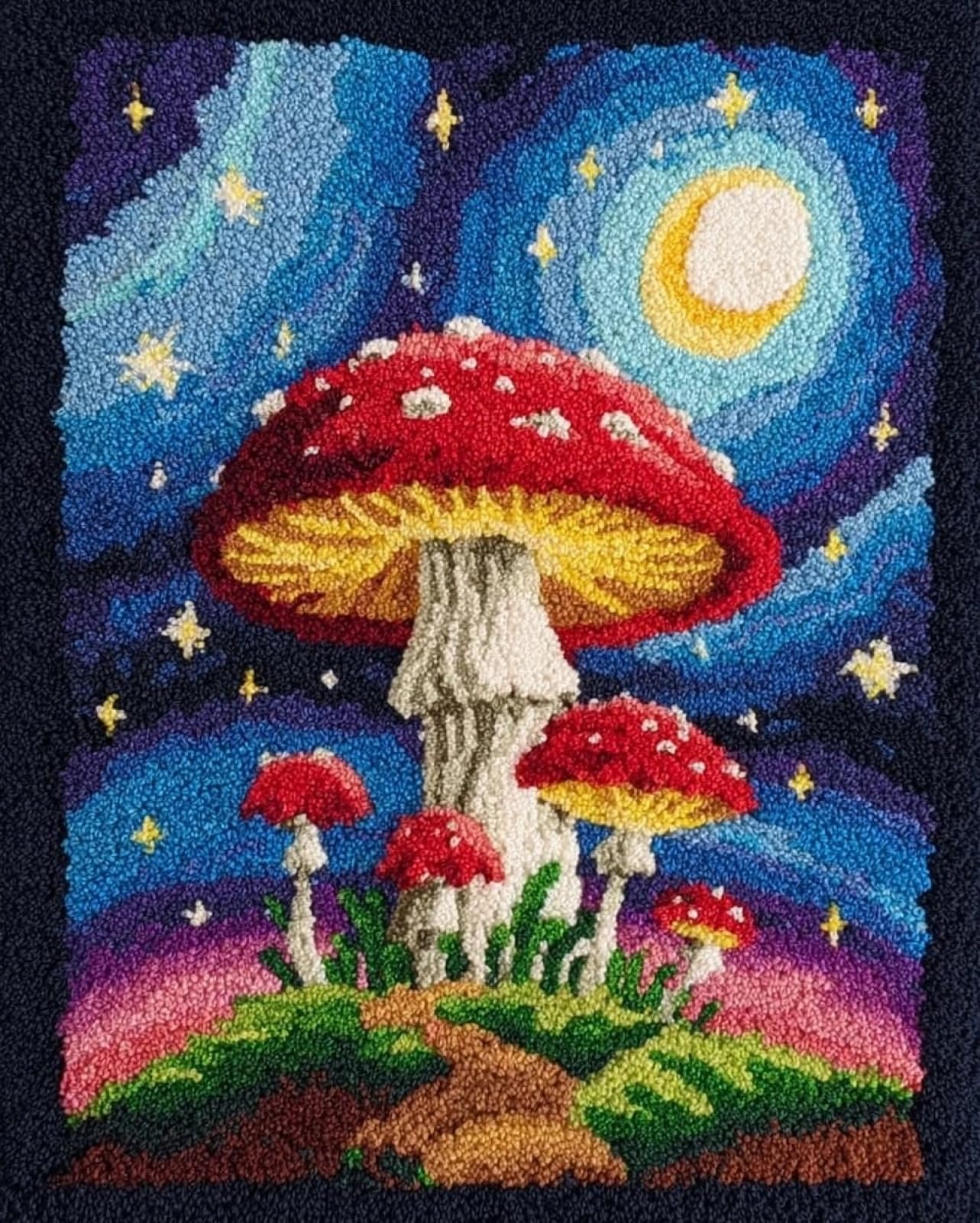 Wallphantom Latch Hook Kits for Adults,Starry Mushroom