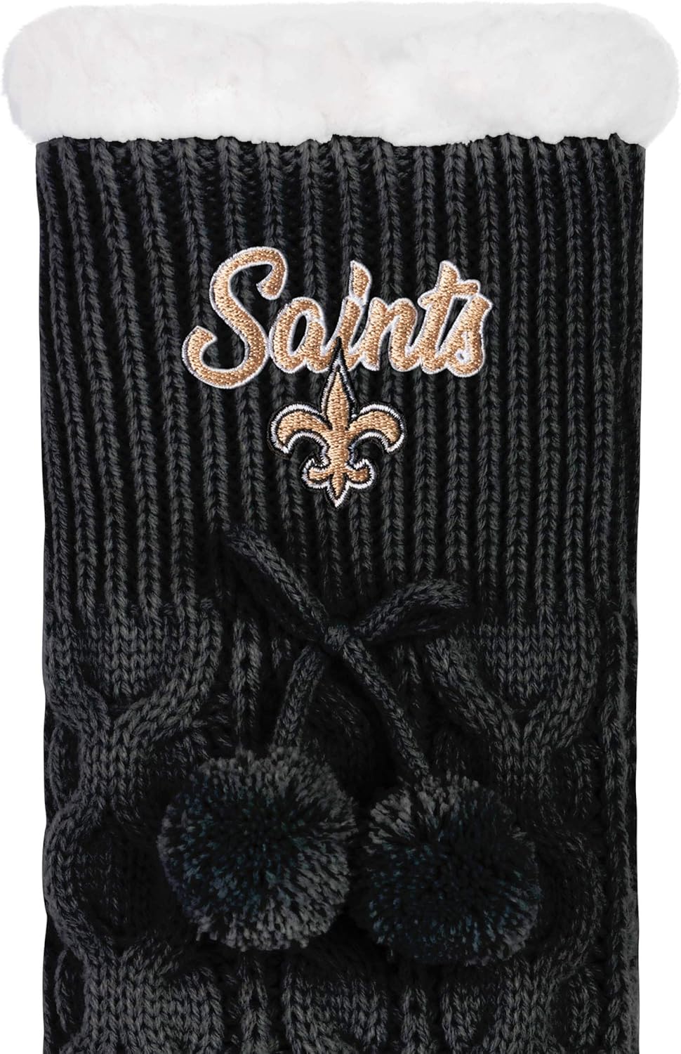 foco NFL womens Team Logo Cable Knit Footy Slipper Socks