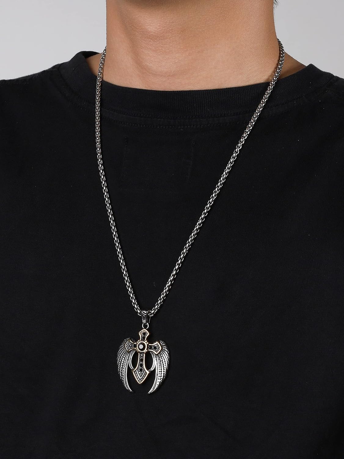 HAQUIL Stainelss Steel Cross Necklace, Box Chain, Cross Jewelry Gift for Men and Women - Image 6