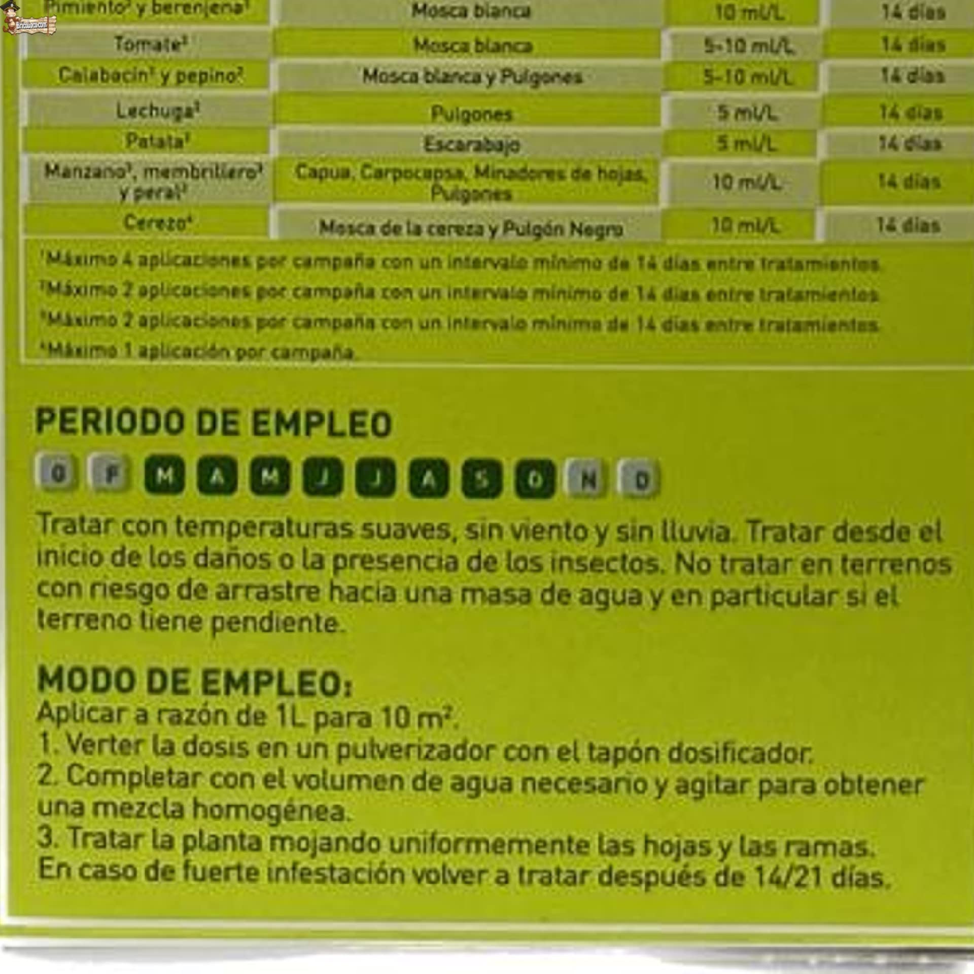 BricoLoco.com Insecticida sistémico Plantas Exterior. Acetamiprid 5g/l. ¡6x100 ml.! Polivalente contra pulgón, cochinilla, Mosca Blanca, Trips, ácaros. Efectos visibles en pulgones en 24 Horas. (6)