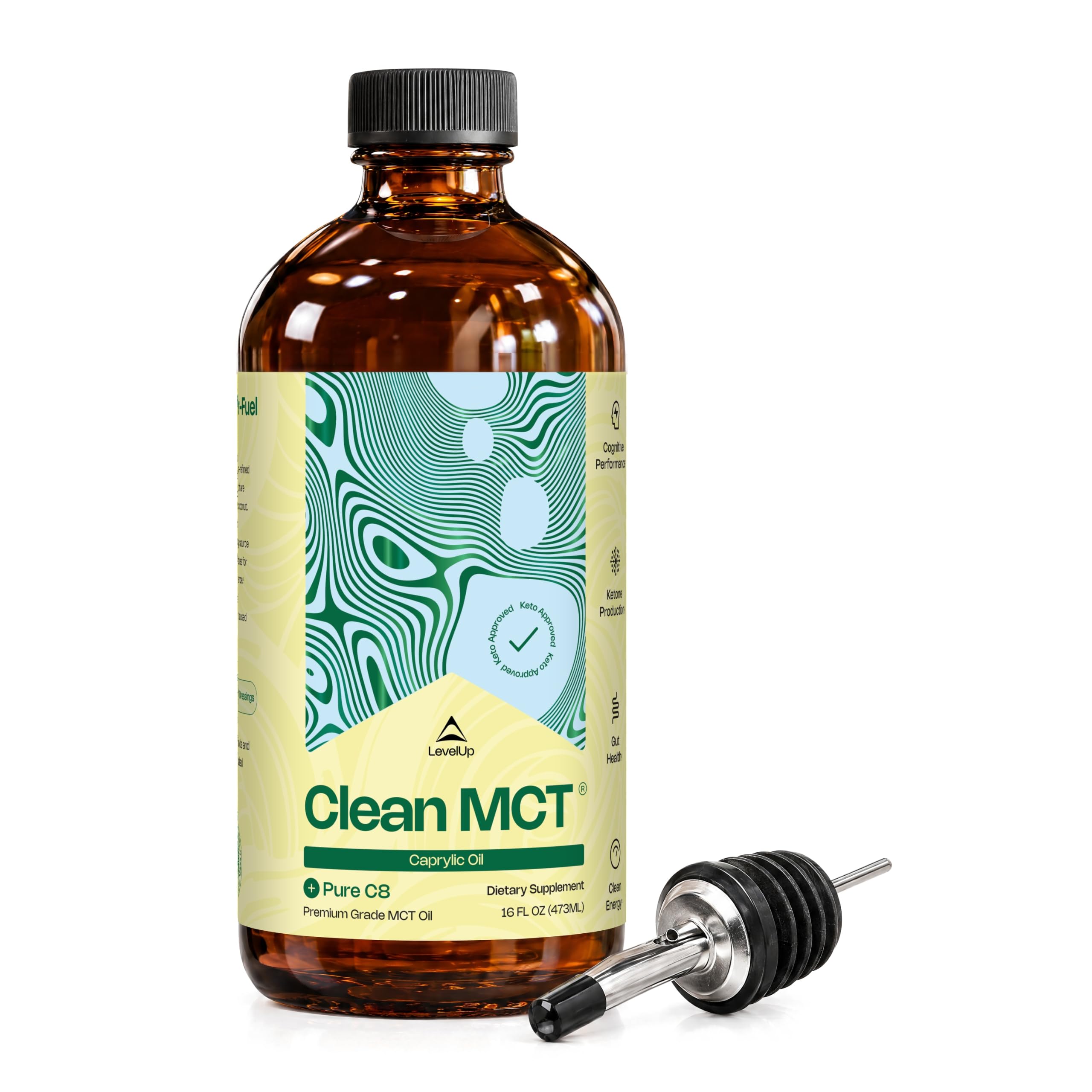 LevelUp Clean MCT Oil, 100% C8 Caprylic Acid, Keto, 32 oz Glass Bottle — Amazon image 10