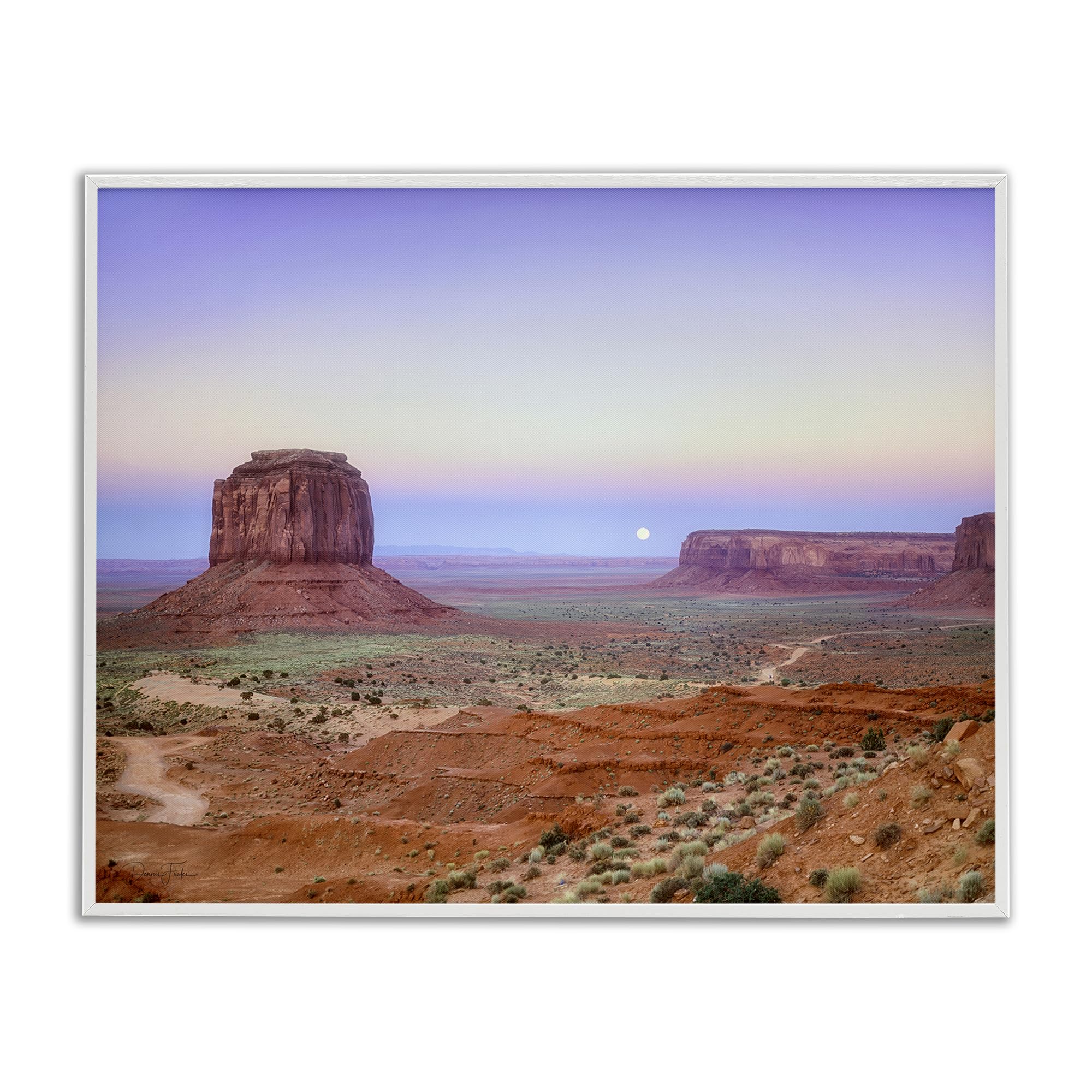 Stupell Industries Moonrise Monument Valley Canyon 'Moonrise Over Monument Valley', Framed Giclee Art, White, 14 X 11 Inches, Easy To Hang And Sturdy, Made In Usa, By Dennis Frates