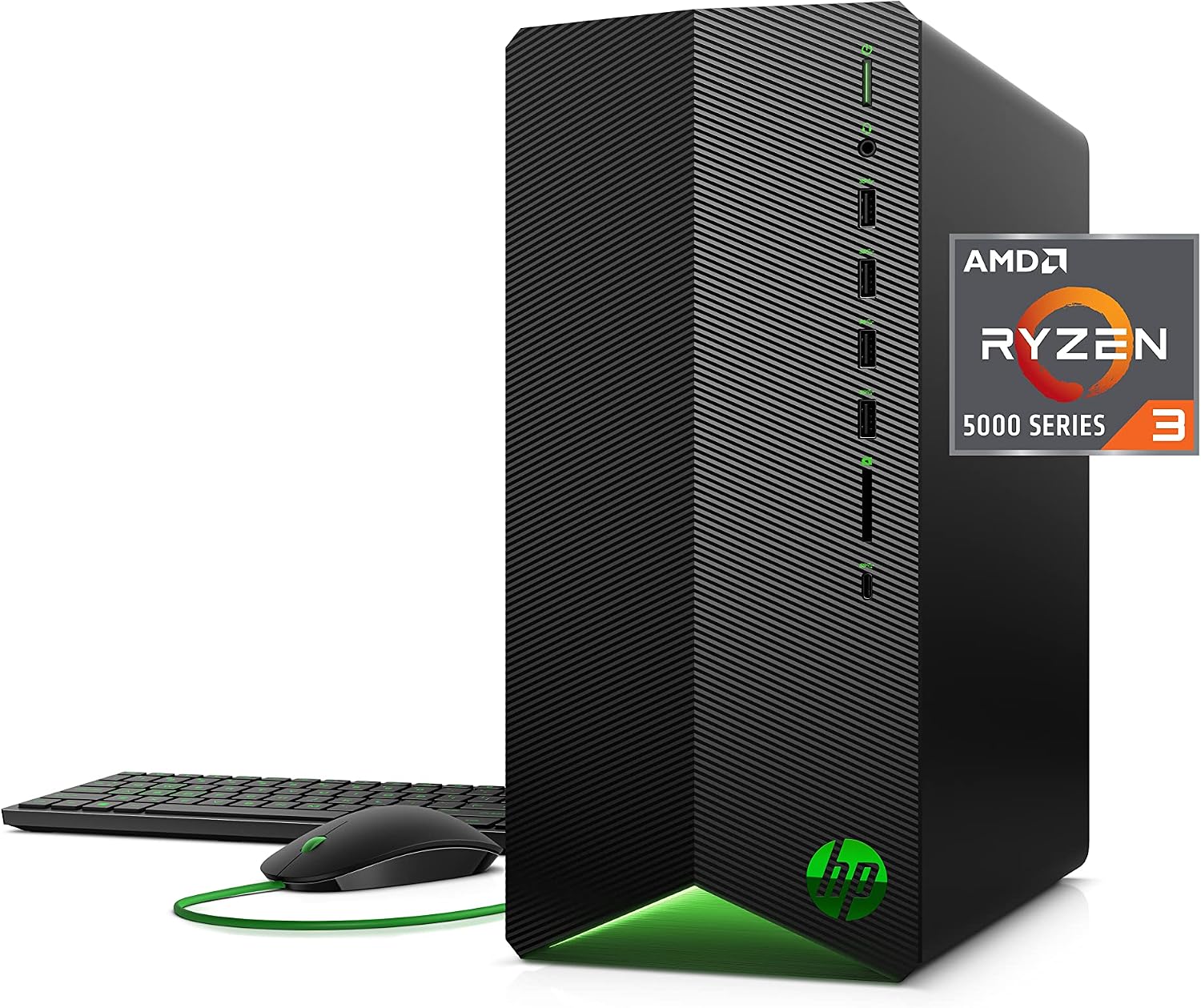 Pavilion Gaming Desktop, AMD Radeon RX 5500, AMD Ryzen 3 5300G Processor, 8 GB RAM, 512 GB SSD, Windows 11 Home, 9 USB Ports, Keyboard and Mouse Combo, Pre-Built PC Tower (TG01-2022, 2022)