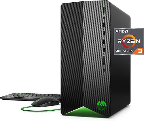 HP Computadora de escritorio Pavilion Gaming más reciente, procesador AMD 6-Core Ryzen 5 5600G AMD Radeon RX5500 4 GB, 32 GB de RAM, 2 TB PCIe NVMe