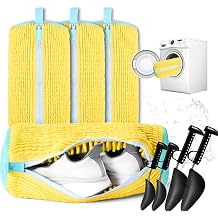 Shoe Washing Machine Bag, 4 Pcs Laundry Shoe Bag For Washing Machine, With 4 Boot Stretcher L 6-12.5 & S 5-10.5, 360Deep Cleaning, Fit Most Shoes Types