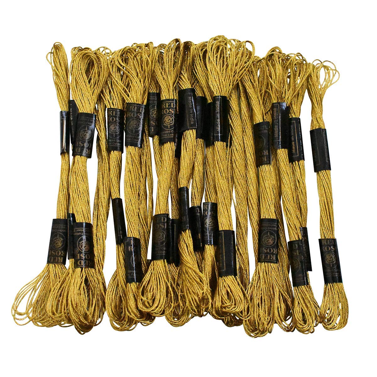 embroiderymaterial polyester metallic embroidery cross stitch floss threads in gold color, 25 skeins