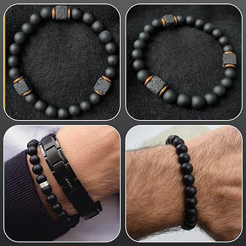 Miniatura 6 de 108 cuentas redondas de color negro mate natural de 0.394 pulgadas, cuentas sueltas para hacer joyas