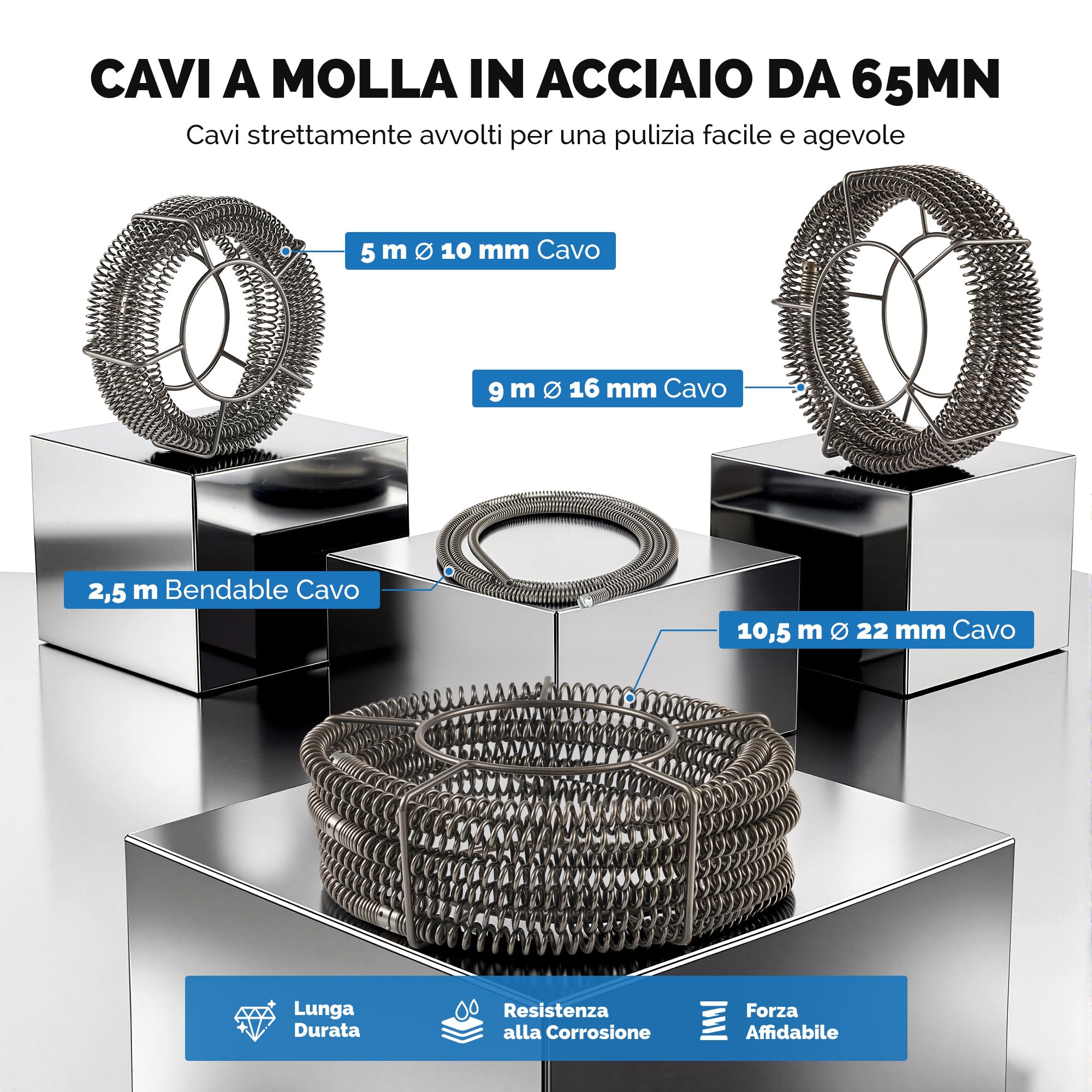 ZELCAN 850W Macchina Sturatubi Elettrica per Scarichi da 20-200mm, Coclea di Drenaggio Elettrica con Molla da 27m e 12 Testine Intercambiabili, per WC, Lavello e Tubature Industriali