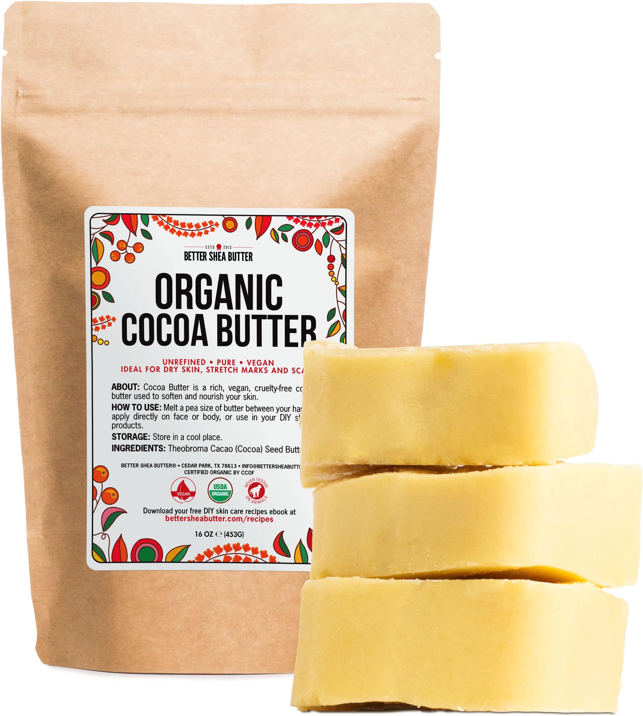 Better Shea Butter Organic Cocoa Butter Raw Unrefined