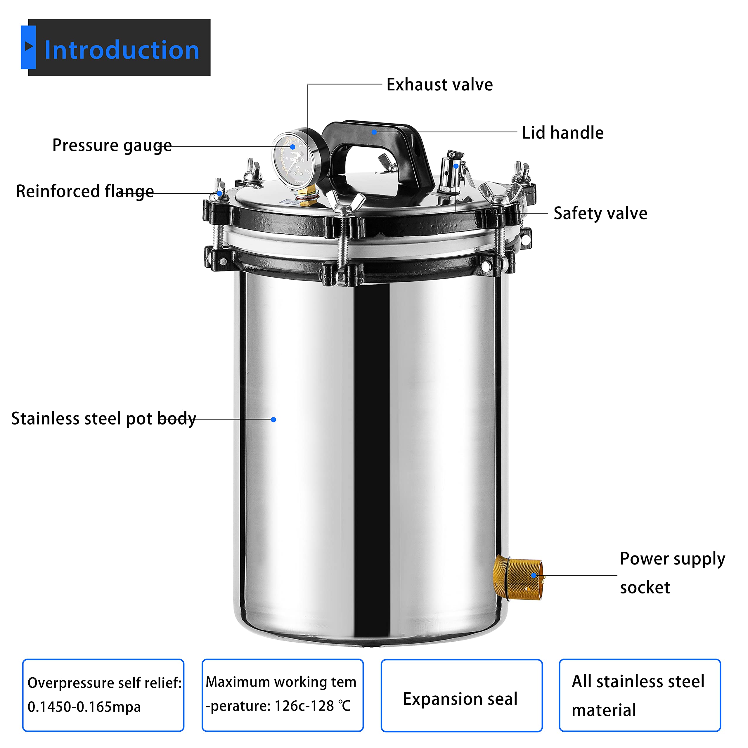 Huanyu 24L Autoclave Esterilizador de alta presión esterilización vaporizador dispositivo de desinfección