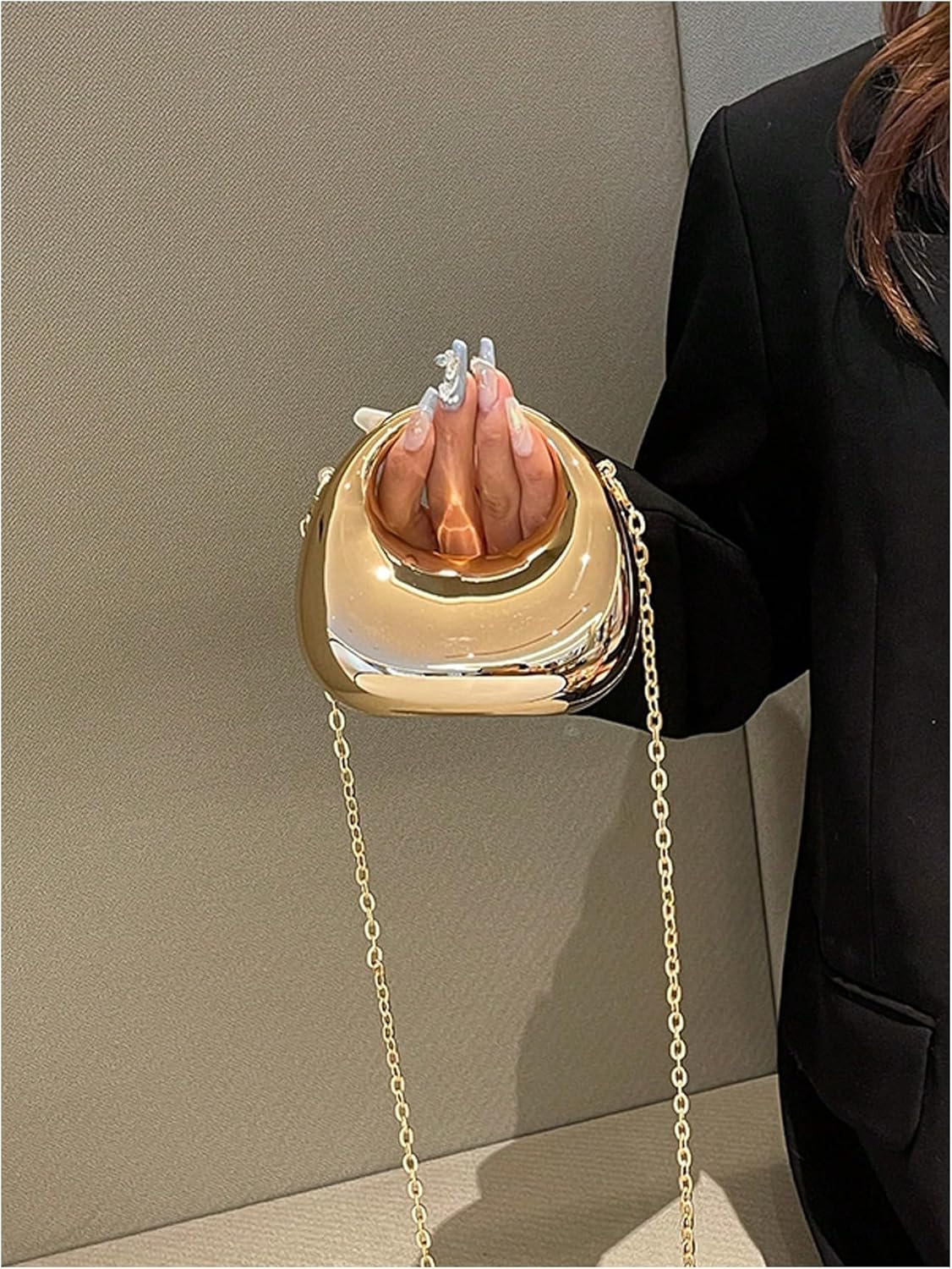 GORGLITTER Women's Metallic Clutch Purse Glamourous Crossbody Handbags Top Handle Mini Chain Bags - Image 6