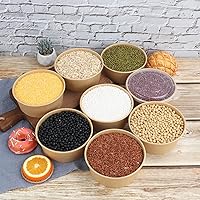 Vista 5 de Cuencos desechables de papel kraft de 25 onzas con tapas, recipientes de alimentos, cuencos de sopa, suministros de fiesta, cuencos de golosinas