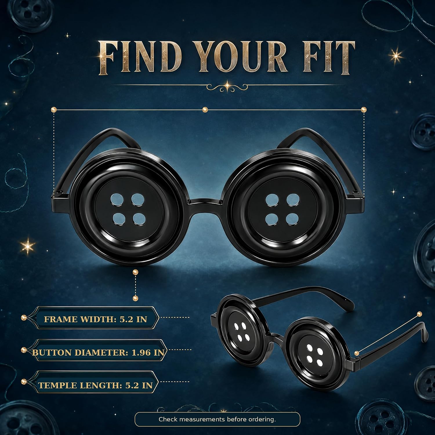 COGU Button Eyes Glasses Anime Movie Merchandise Cosplay Halloween Costume Accessories Stuff Gifts