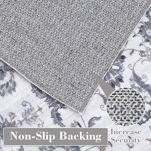 Miniatura 10 de FairOnly Alfombra lavable a máquina de 9 x 12 pulgadas, diseño vintage con alfombras antideslizantes para sala de estar, dormitorio, alfombra con