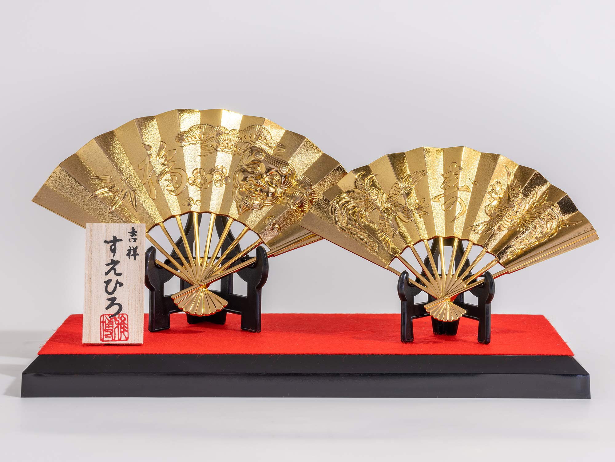 Amazon.co.jp: 吉祥 末広 （金メッキ/24金）＿置物 扇 扇子 高岡銅器
