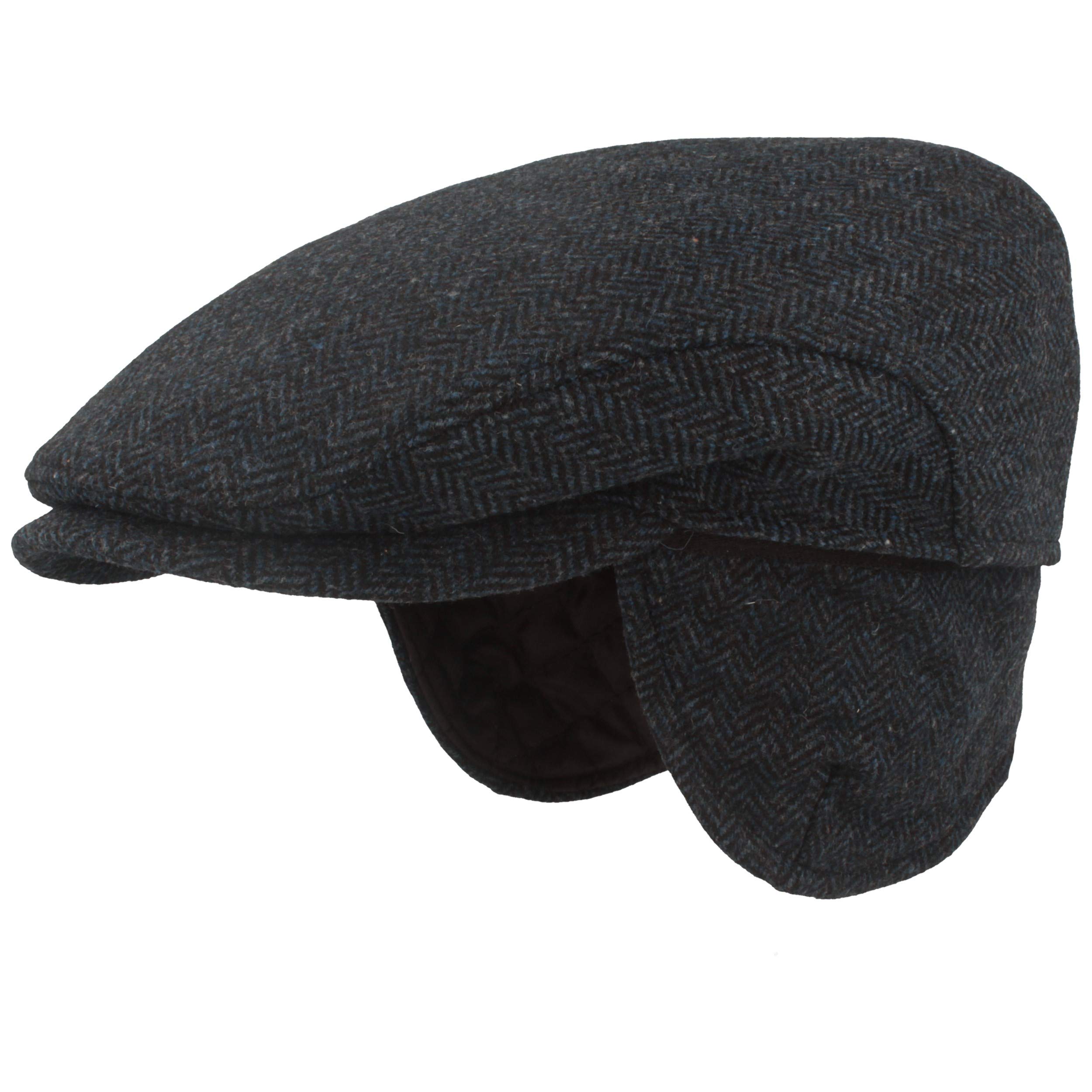 Breiter Berretto Invernale da Uomo con paraorecchie, con Visiera Flatcap, 100% Lana con paraorecchie Pieghevole, Delicato sulla Pelle e Confortevole
