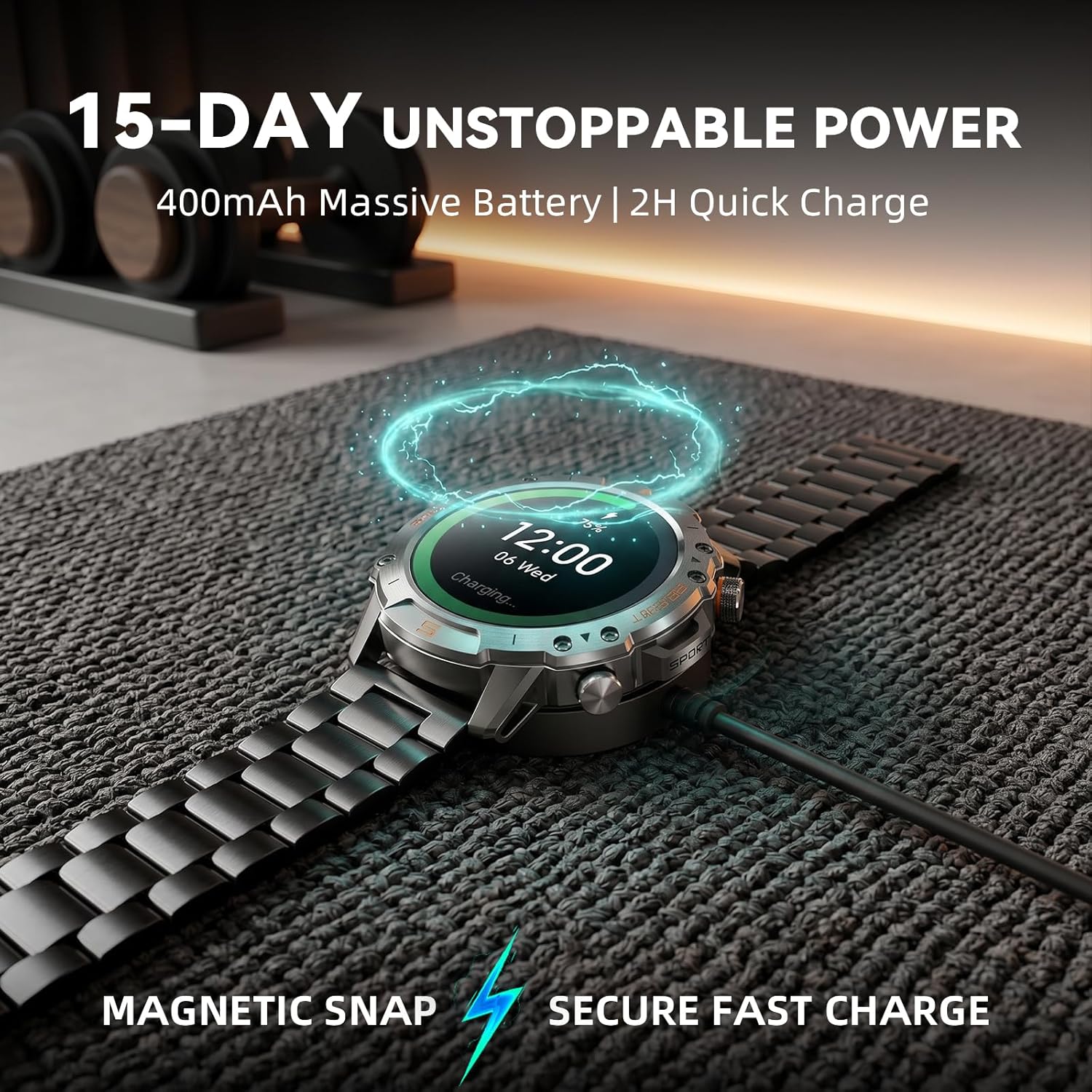 WalkerFit Rugged Military Smart Watch for Men, 1.43" AMOLED Tactical Fitness Tracker (Answer/Make Call), 5ATM Waterproof, Heart Rate/SpO2/Sleep Monitor, 178+ Sports Modes, for Android iPhone, 2 Bands