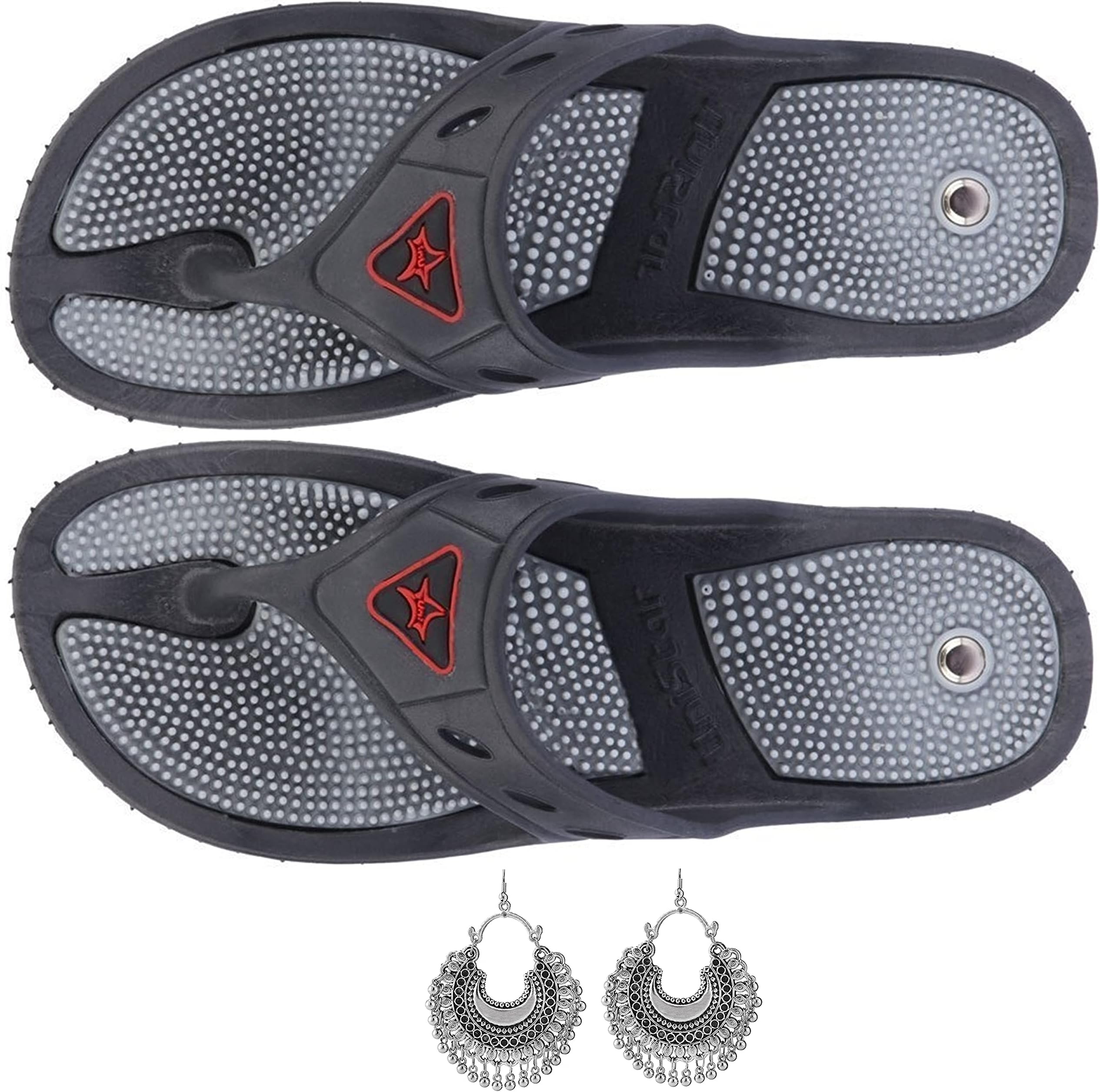Super India StoreSuper India Store Acupressure Slippers Sandals (Unisex) for Pain Relief & Total Health Care (Gh-01- Grey -Size-09)