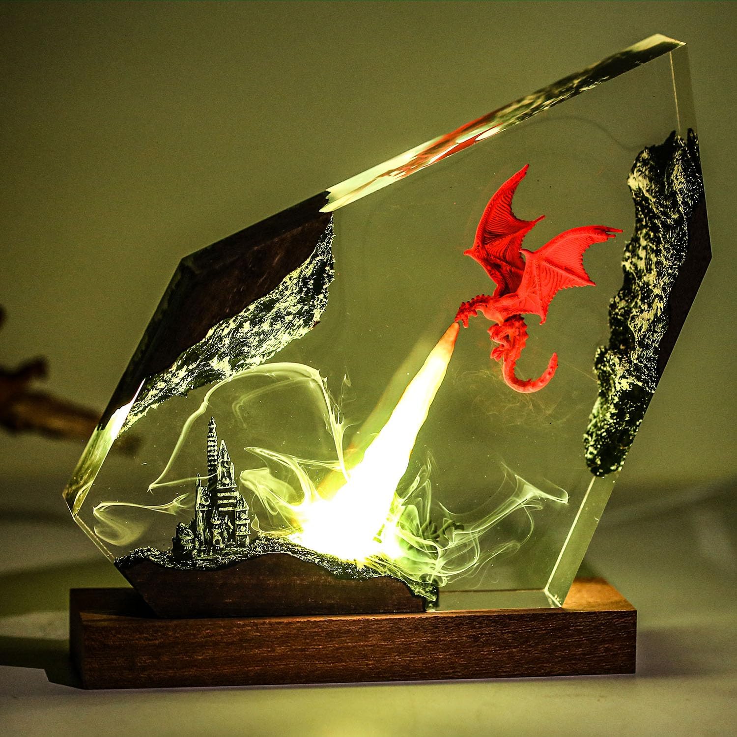 Epoxy Fire Dragon Resin Lamp, Handmade Resin Night Light with USB Port, Multi-Color LED Light, Ideal Home Bedroom Decor, Unique Birthday Holiday Gifts for Father Men Husband Boyfriend Him Kids (6"x4") - Image 9