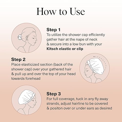 Miniatura 4 de Gorra de ducha Kitsch Luxe reutilizable e impermeable resistente al moho forrada y acondicionada