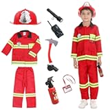 Udekit Fireman Costume For Kids Fire Chief Cosplay Role Play Toys