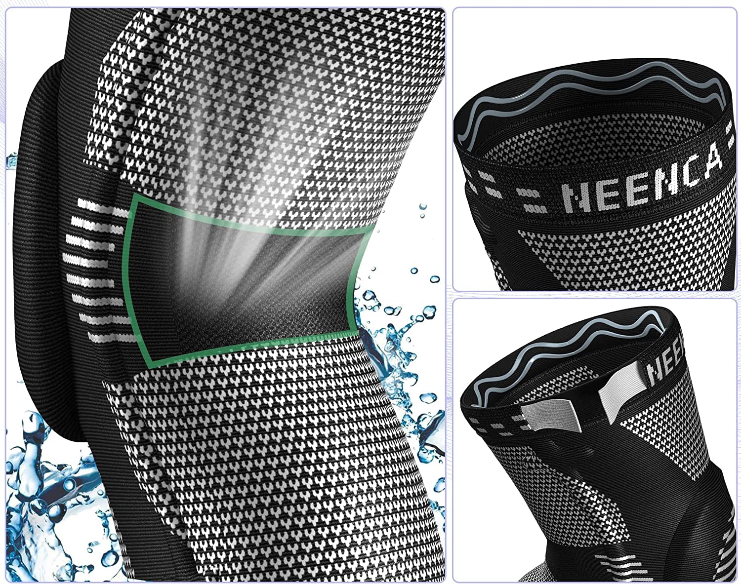 NEENCA Rodillera Profesional, Rodillera de Compresión con Almohadillas de Gel de Rótula y Estabilizadores Laterales para Hombre y Mujer, Rodilleras de Grado Médico para Correr, Desgarro de Menisco - 3