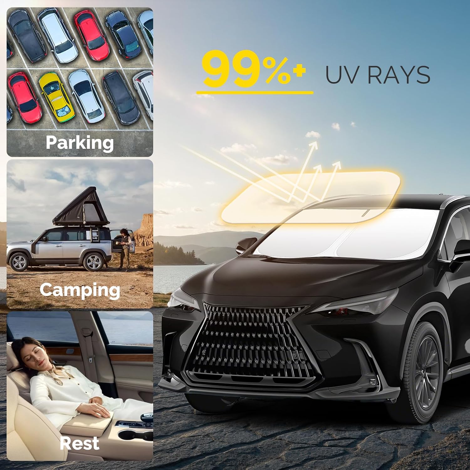 Windshield Sun Shade for 2022-2026 Lexus NX NX250 NX350 Sunshade image 2
