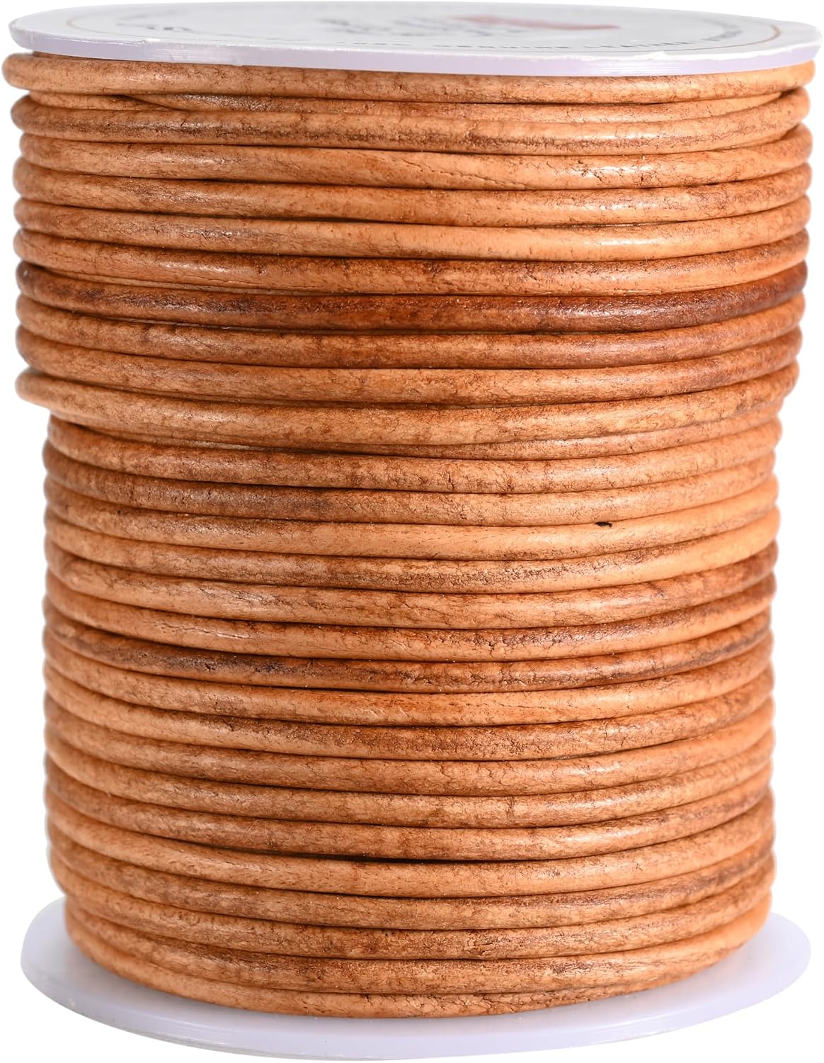 Genuine Round Leather Cord – Crafting Supply for Necklaces & Bracelets, Jewelry Making (Distressed Brown, 2mm)